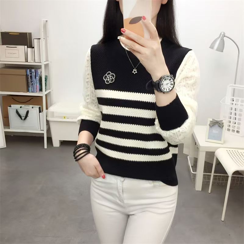 Autumn and winter fashion sweater stripe pullover tops