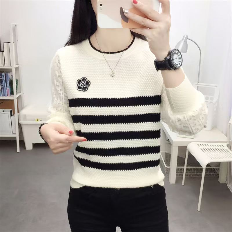 Autumn and winter fashion sweater stripe pullover tops
