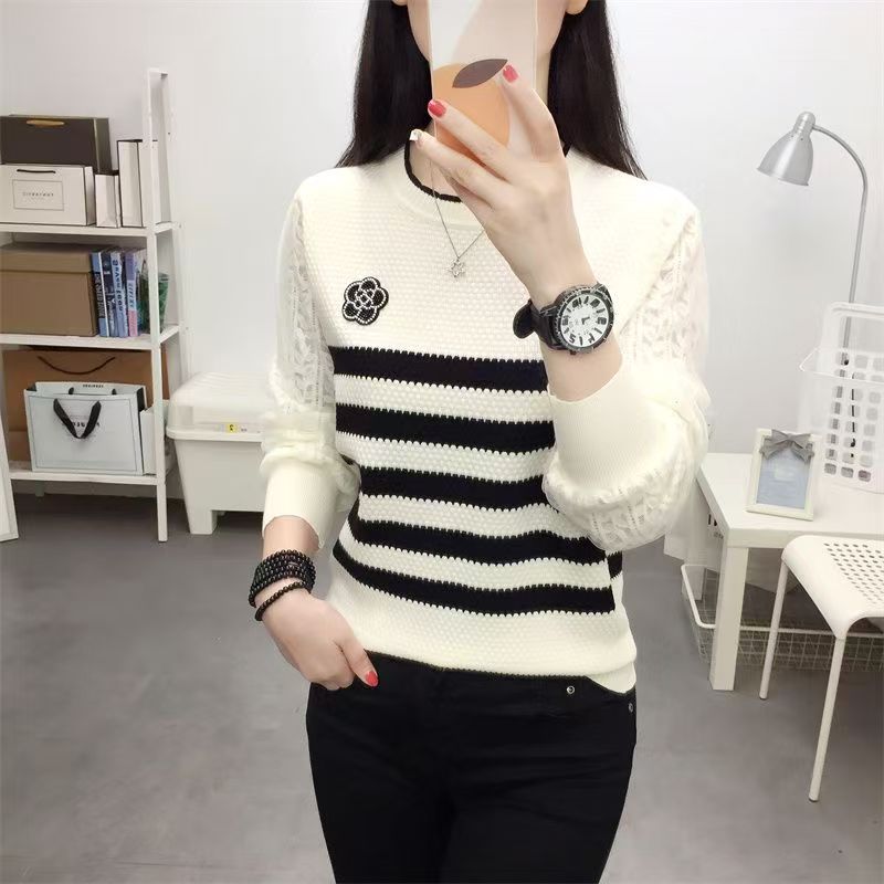 Autumn and winter fashion sweater stripe pullover tops