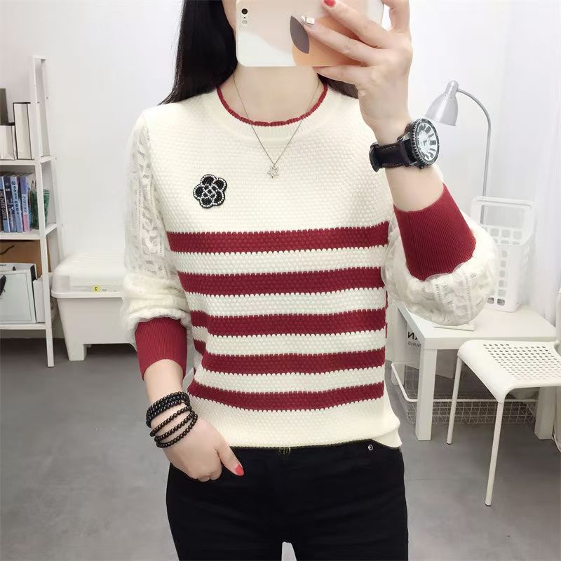 Autumn and winter fashion sweater stripe pullover tops