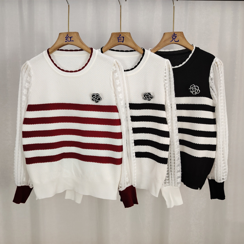 Autumn and winter fashion sweater stripe pullover tops