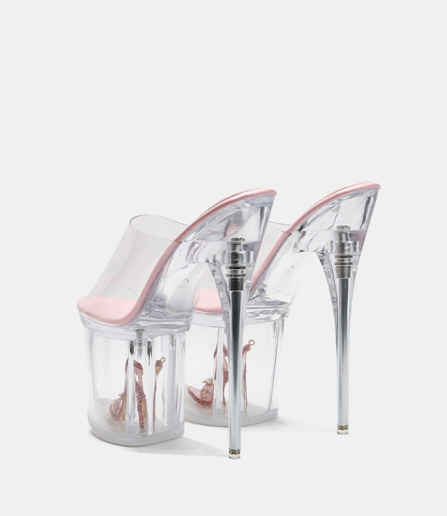 Transparent pole dancing high-heeled shoes for women