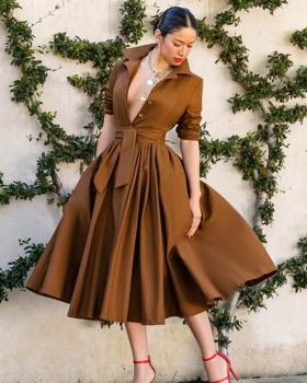 Fashion big skirt long sleeve dress