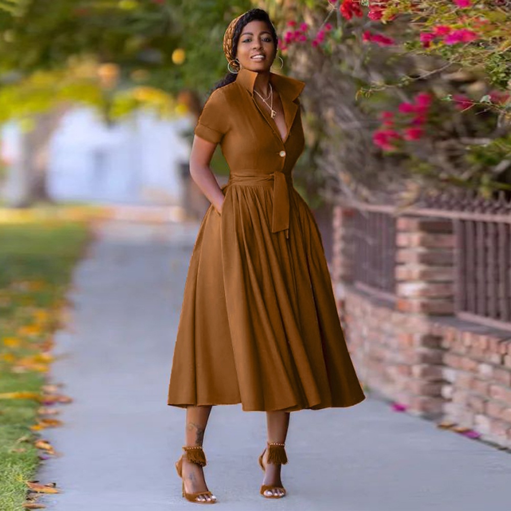 Fashion big skirt long sleeve dress