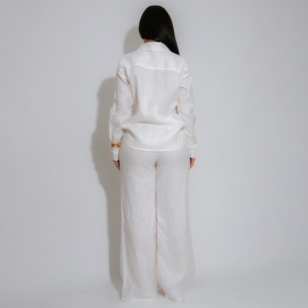Long sleeve pure pants European style shirt 2pcs set for women