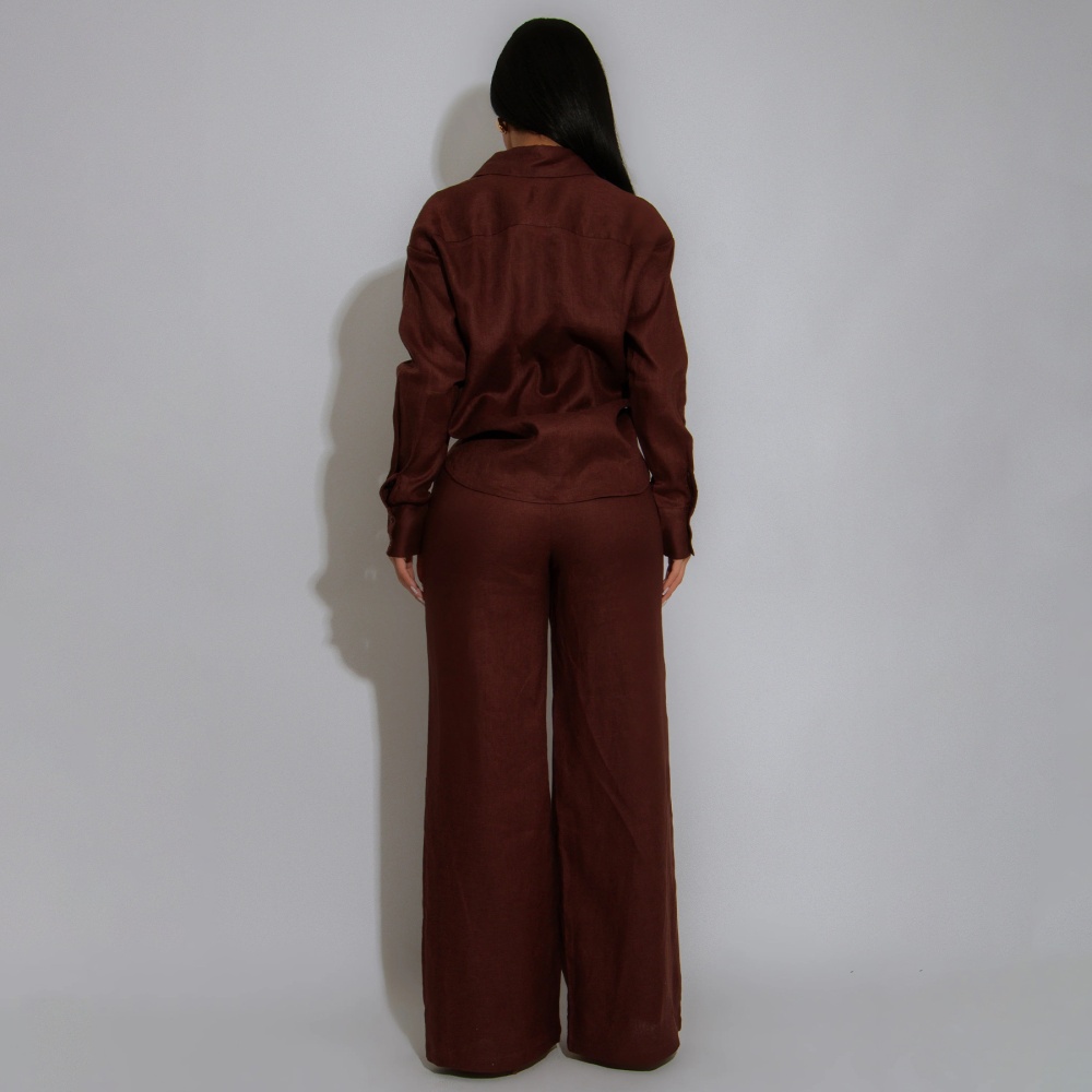 Long sleeve pure pants European style shirt 2pcs set for women