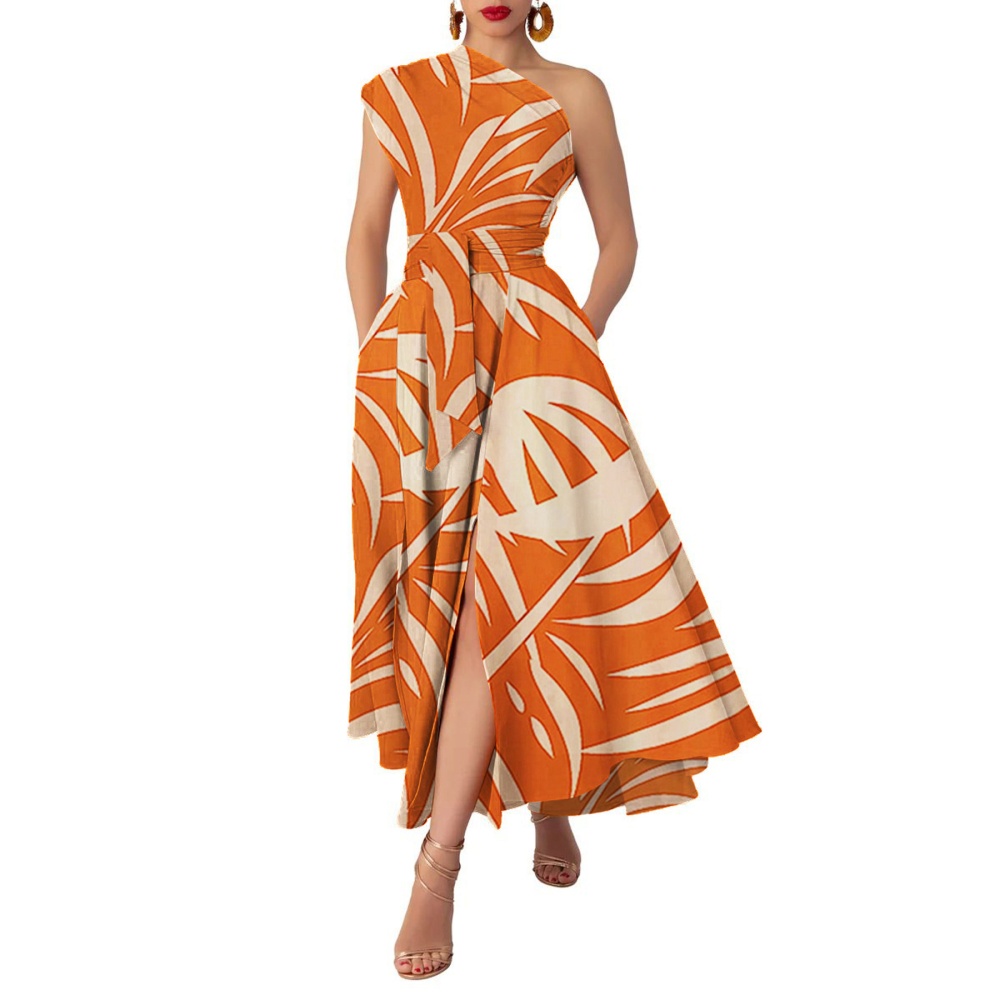 Shoulder printing sleeveless fashion dress for women