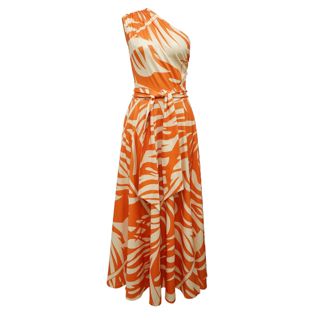 Shoulder printing sleeveless fashion dress for women