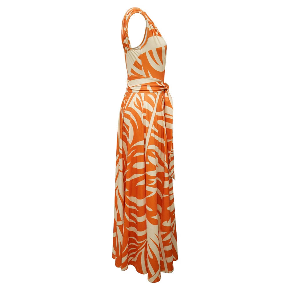 Shoulder printing sleeveless fashion dress for women