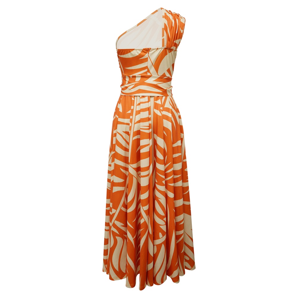 Shoulder printing sleeveless fashion dress for women