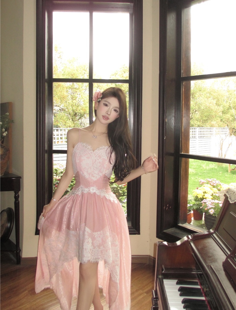 Pinched waist lady dress seaside long dress for women