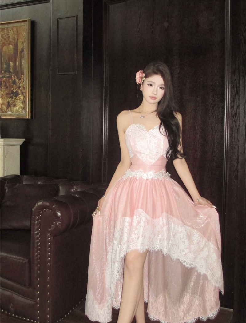 Pinched waist lady dress seaside long dress for women