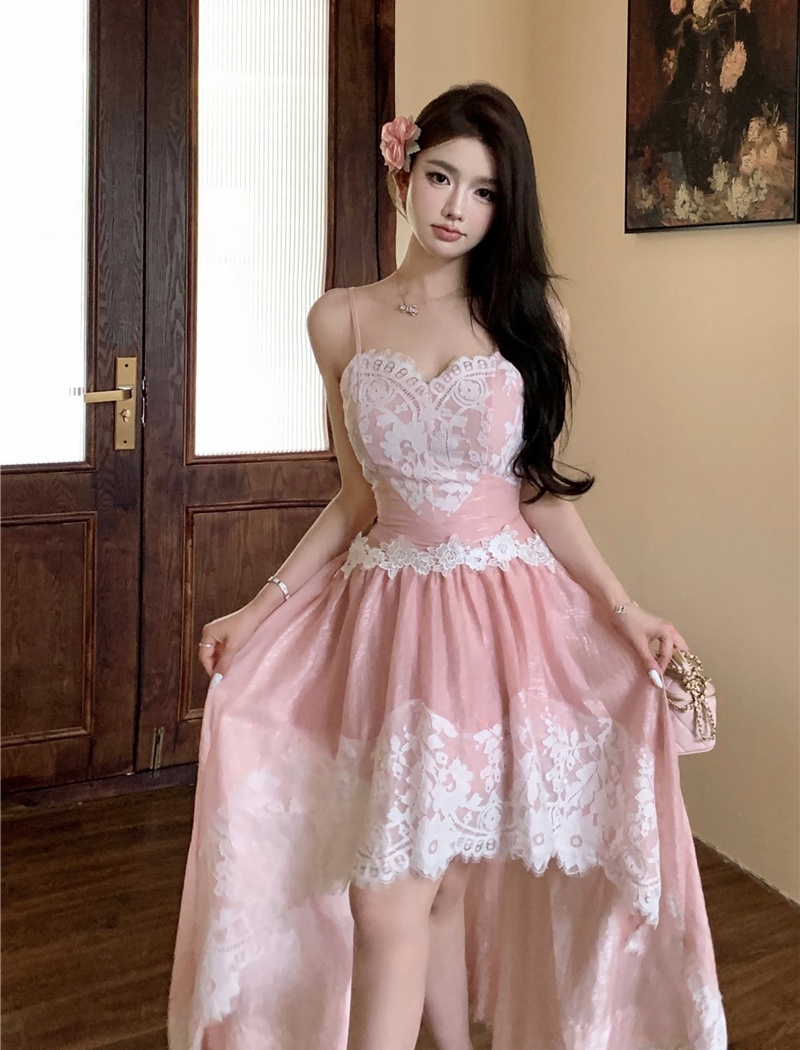 Pinched waist lady dress seaside long dress for women