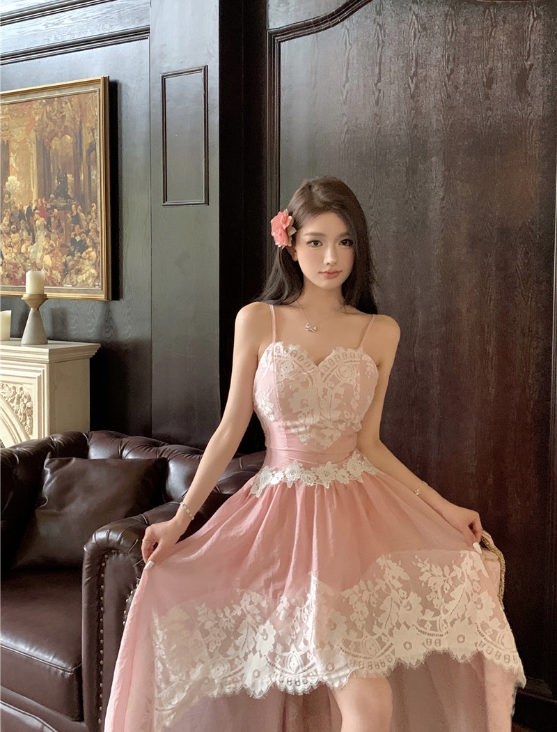 Pinched waist lady dress seaside long dress for women
