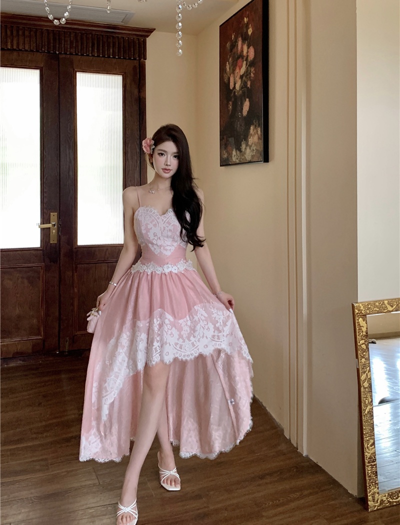 Pinched waist lady dress seaside long dress for women