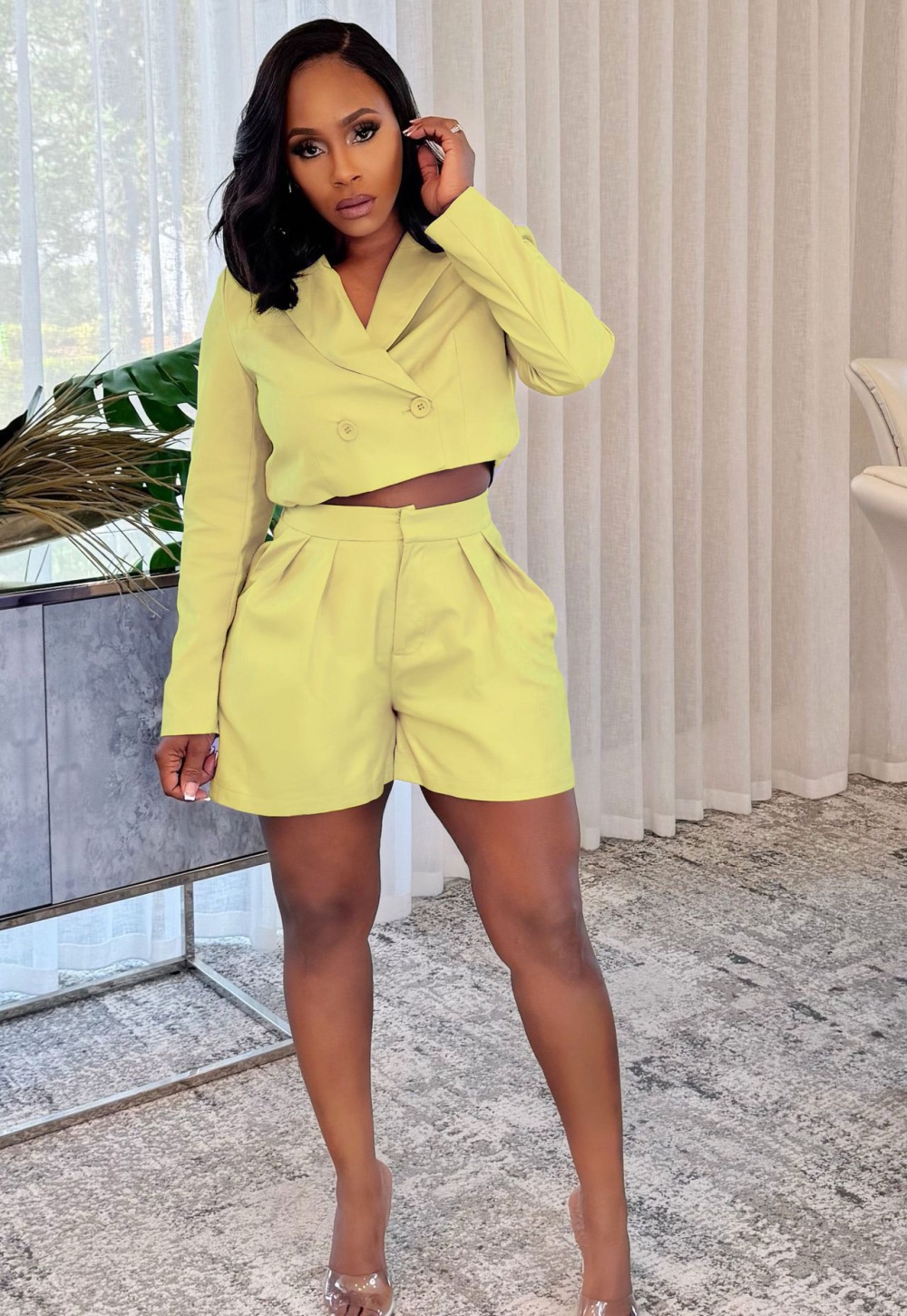 Elegant lapel shorts commuting business suit 2pcs set