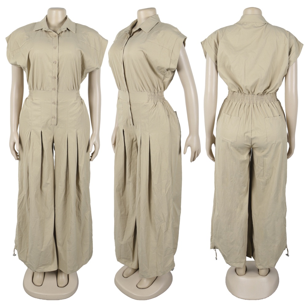 Casual buckle jumpsuit lapel pockets work clothing