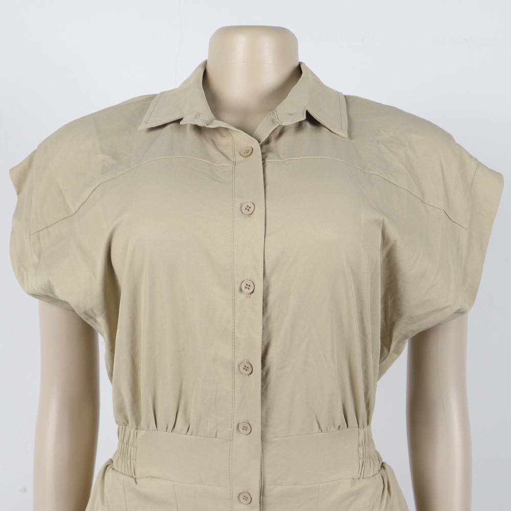 Casual buckle jumpsuit lapel pockets work clothing