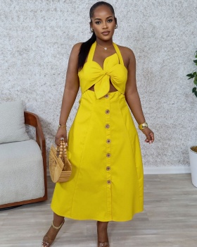 Elegant halter commuting pure European style dress