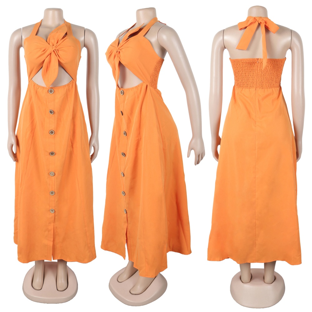 Elegant halter commuting pure European style dress