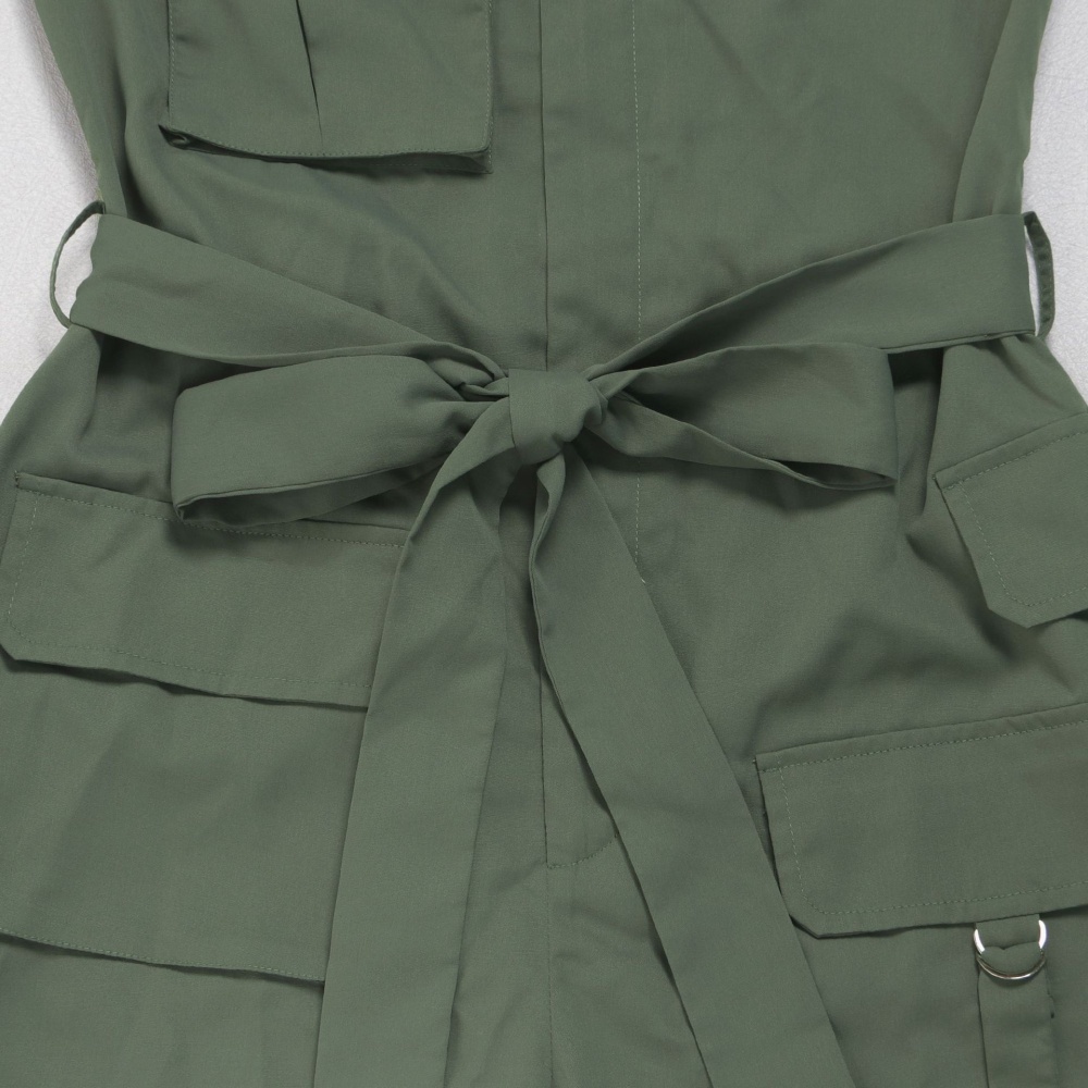 Wrapped chest Casual work clothing many pocket jumpsuit