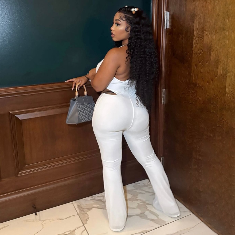Elegant bandage elasticity hollow sexy jumpsuit