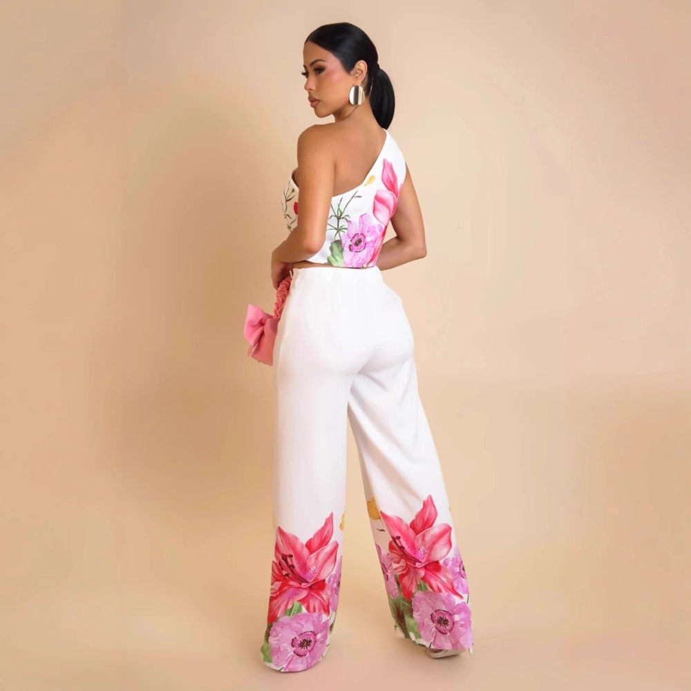 Elasticity commuting wide leg pants 2pcs set