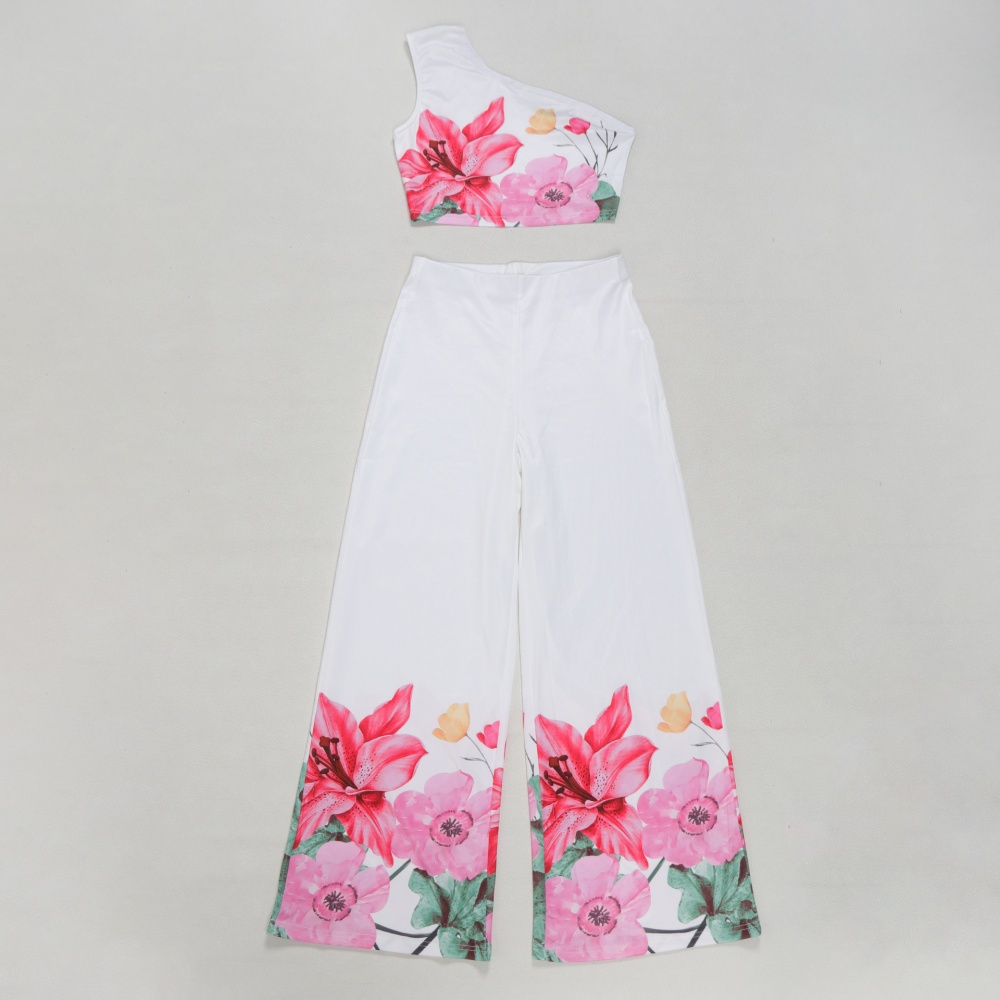 Elasticity commuting wide leg pants 2pcs set