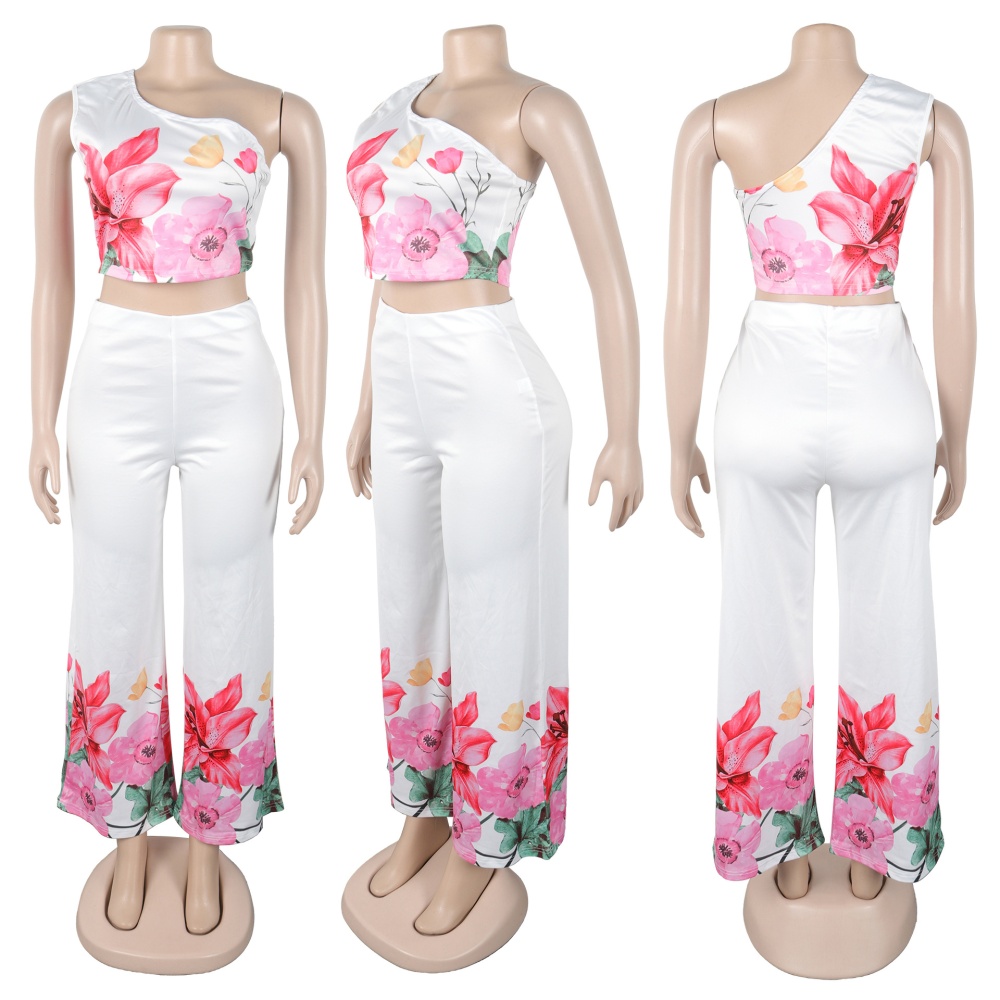 Elasticity commuting wide leg pants 2pcs set