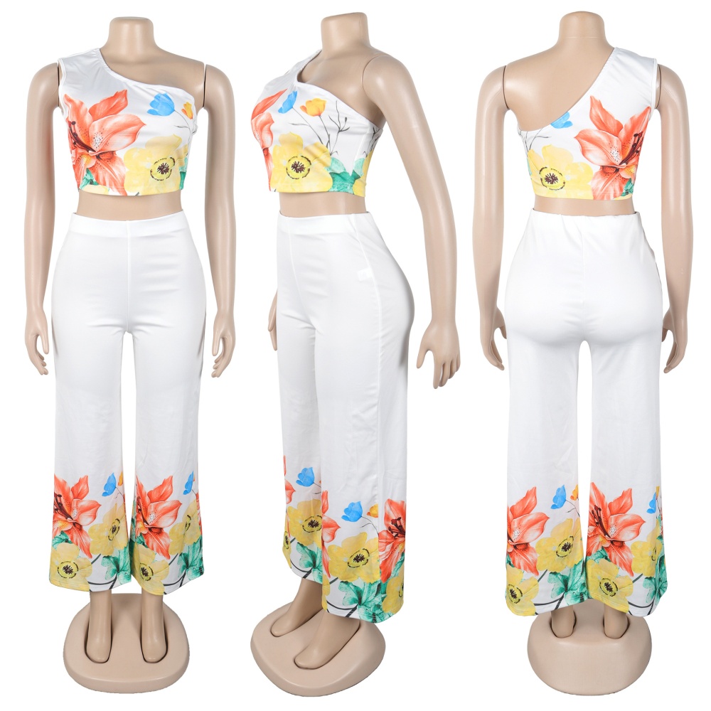Elasticity commuting wide leg pants 2pcs set