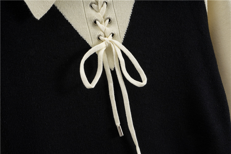 Tender lapel jumpsuit knitted sweater dress