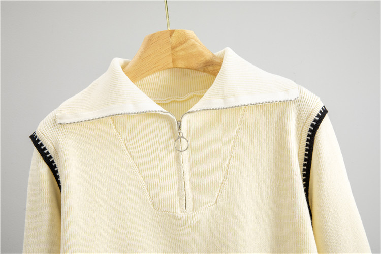 Half zip autumn and winter pullover sweater 2pcs set