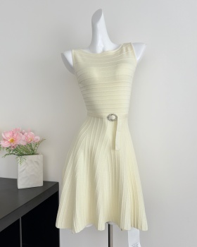Knitted fashion dress pit stripe sleeveless dress