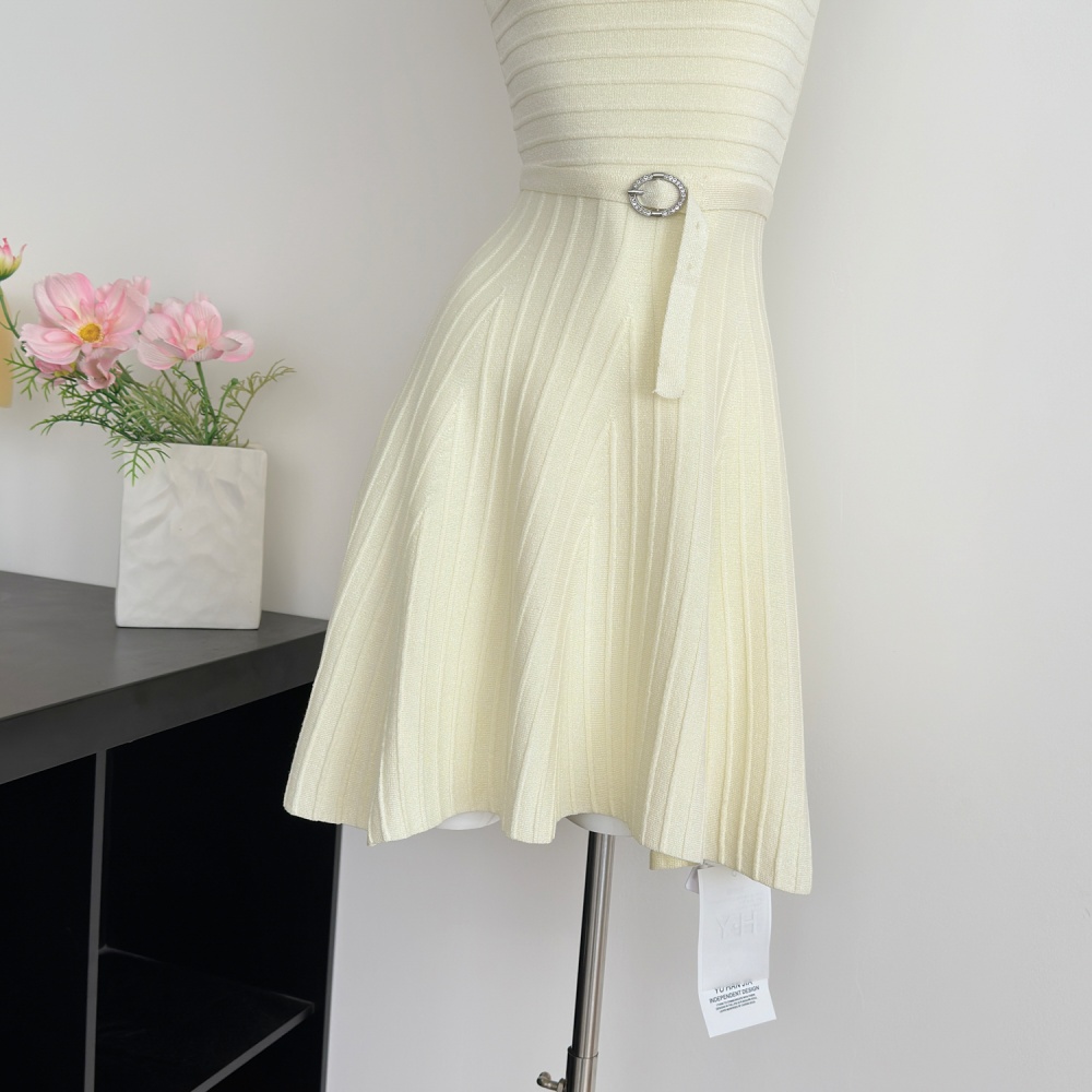 Knitted fashion dress pit stripe sleeveless dress