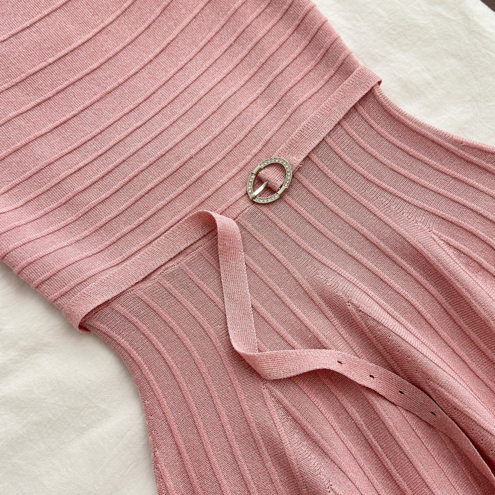 Knitted fashion dress pit stripe sleeveless dress