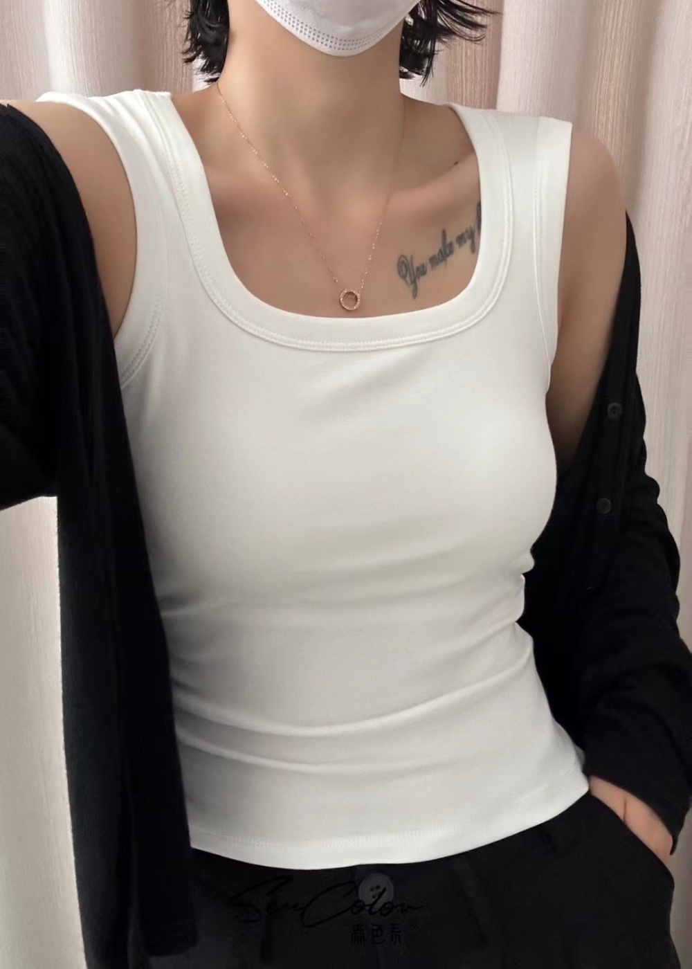 Beauty back navel vest pure cotton underwear for women