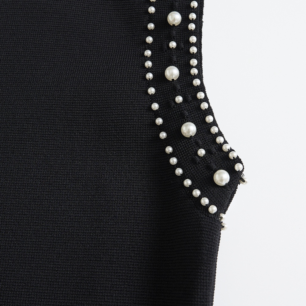 Slim sleeveless long dress hollow temperament dress