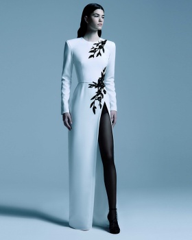 European style long dress split formal dress