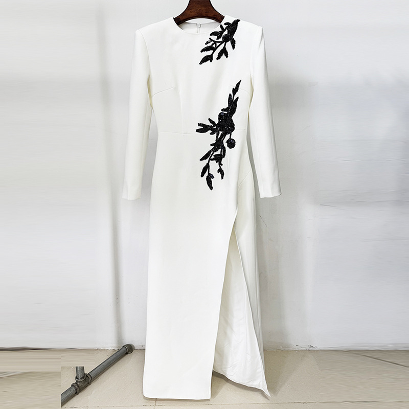 European style long dress split formal dress