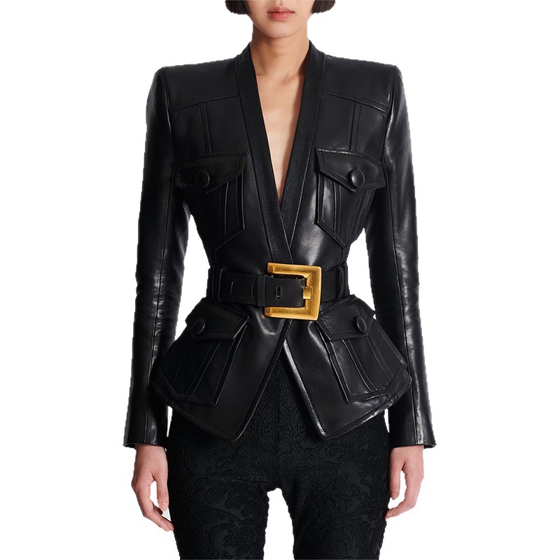 Slim autumn waistband coat fashion European style jacket