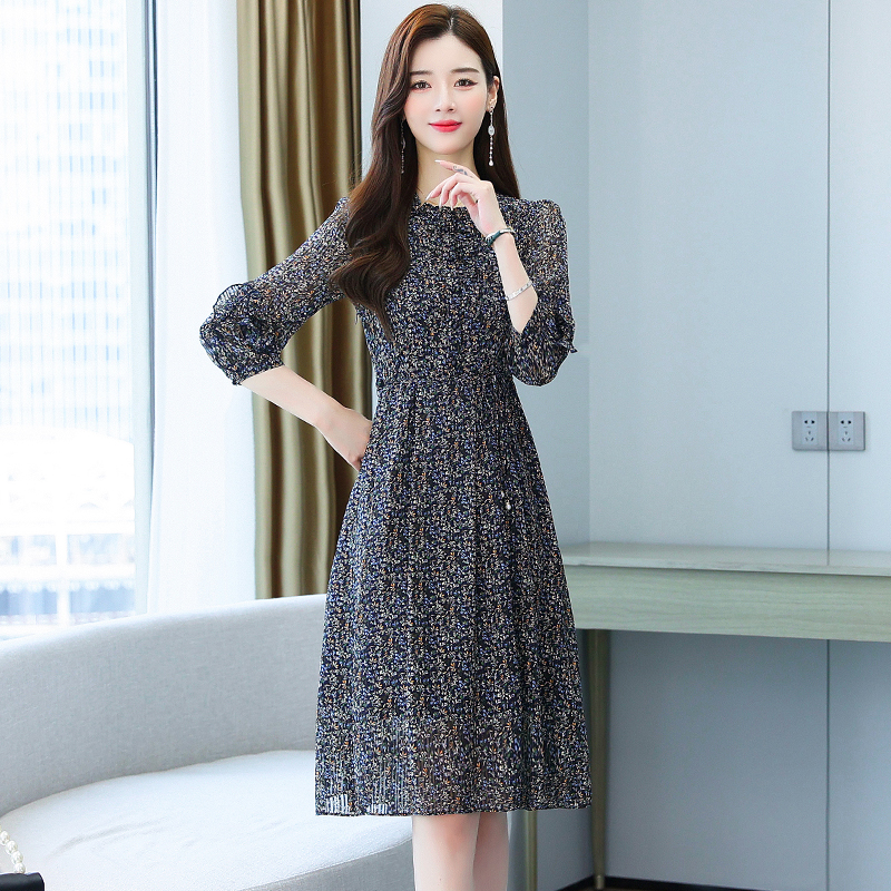 Temperament slim chiffon autumn dress for women