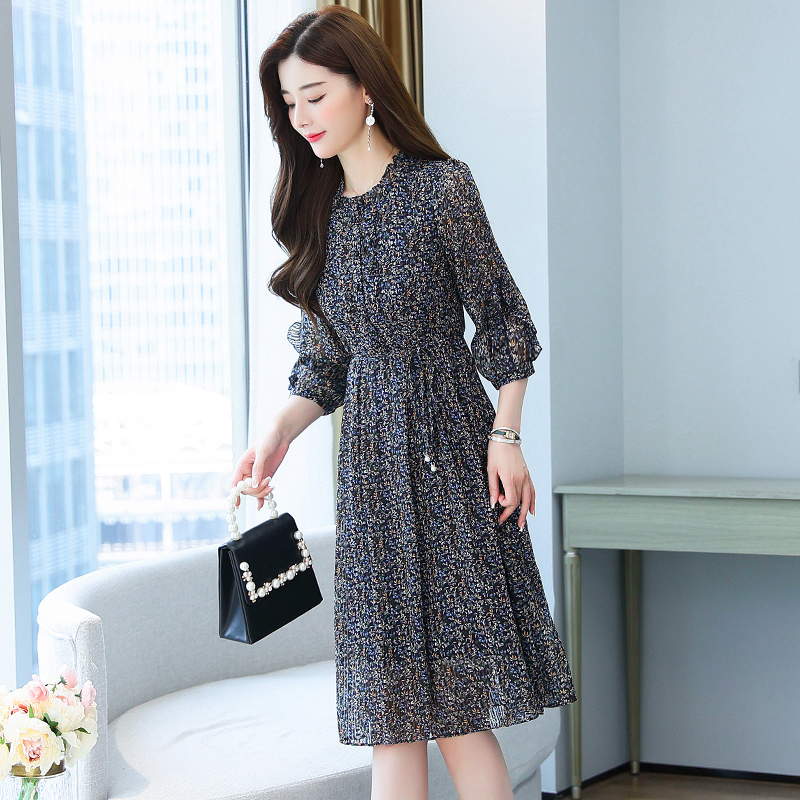 Temperament slim chiffon autumn dress for women
