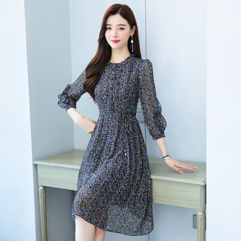 Temperament slim chiffon autumn dress for women