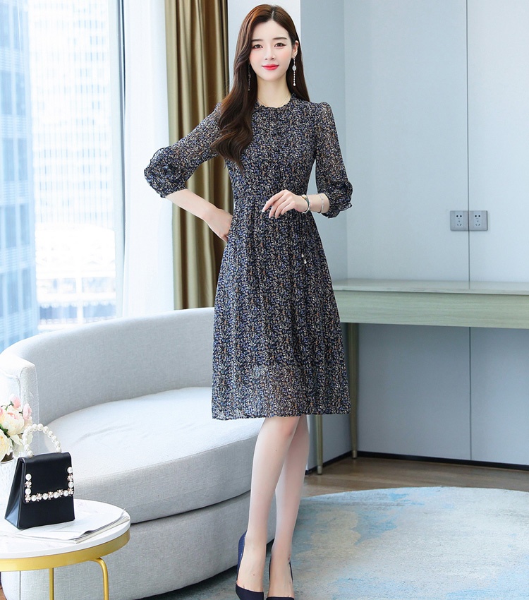Temperament slim chiffon autumn dress for women
