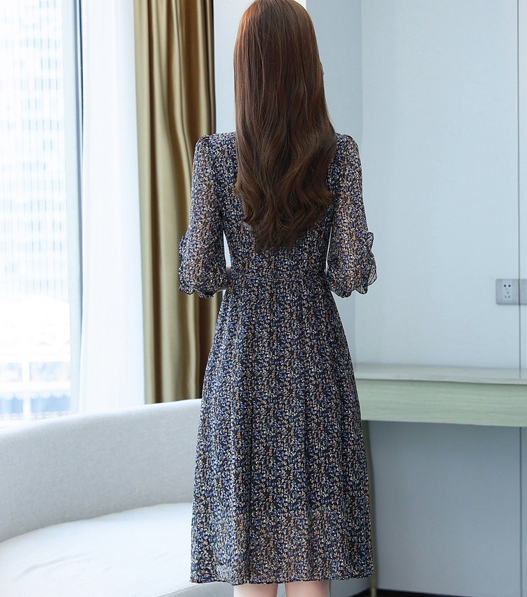 Temperament slim chiffon autumn dress for women