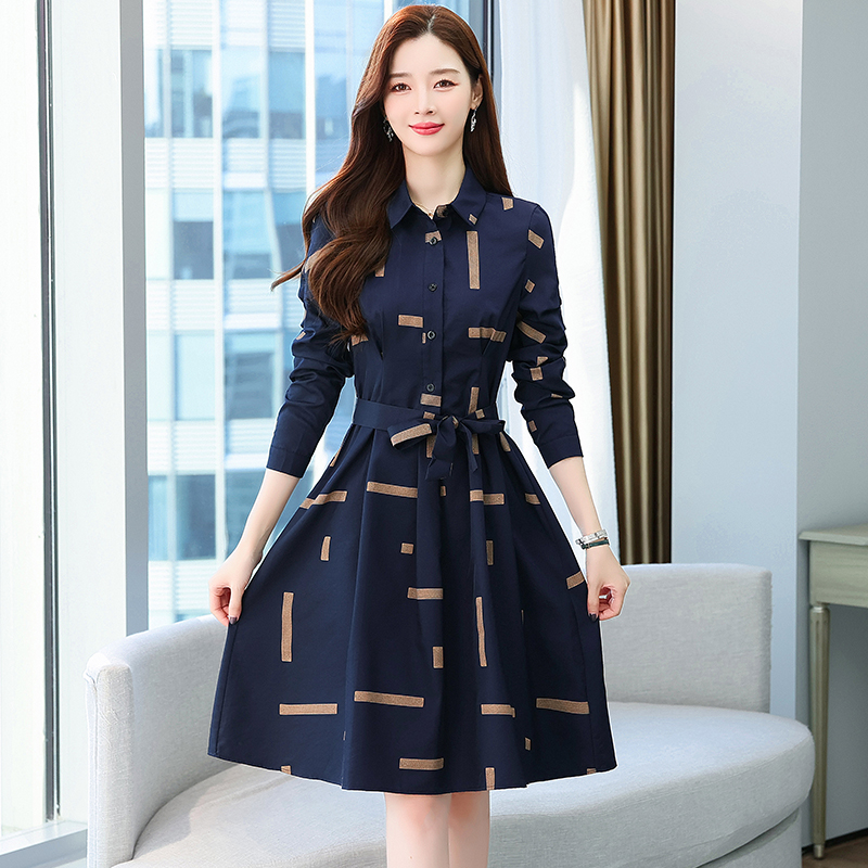 Long slim shirt autumn temperament dress for women