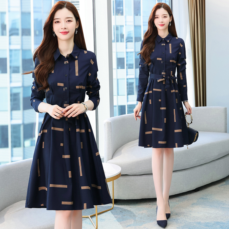 Long slim shirt autumn temperament dress for women