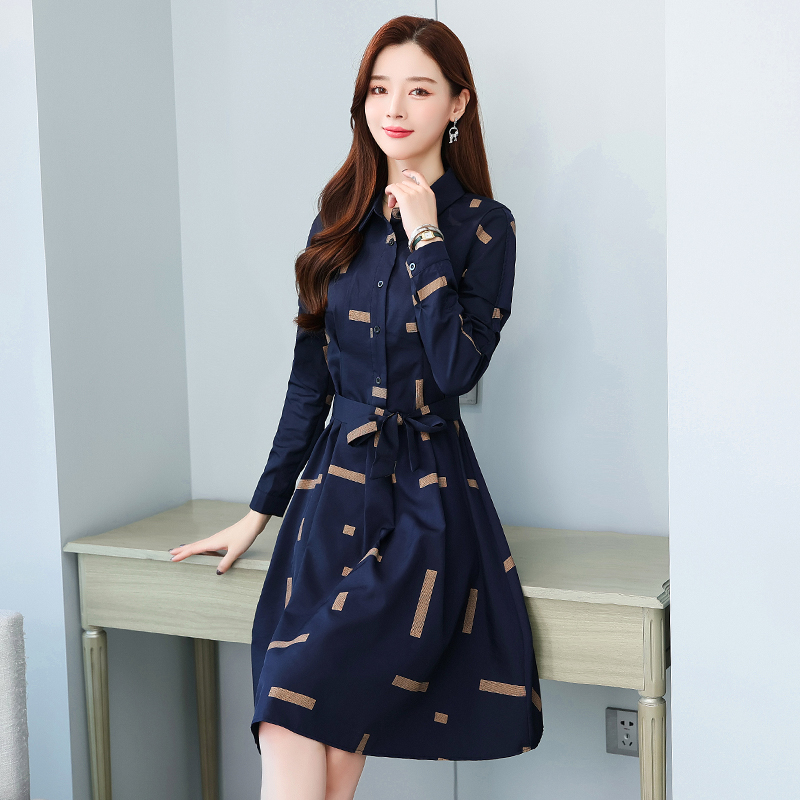 Long slim shirt autumn temperament dress for women