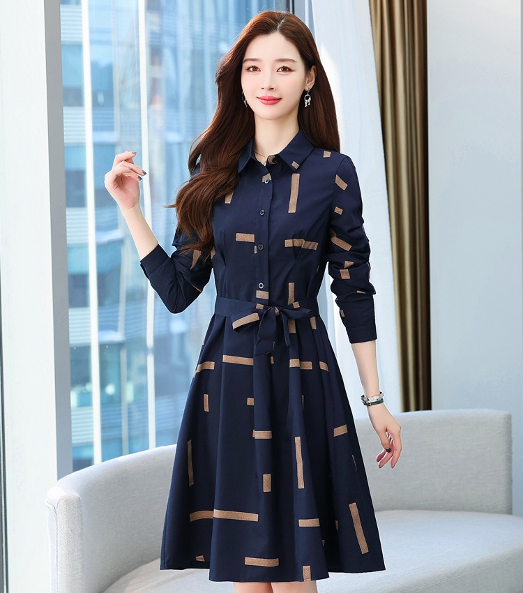 Long slim shirt autumn temperament dress for women