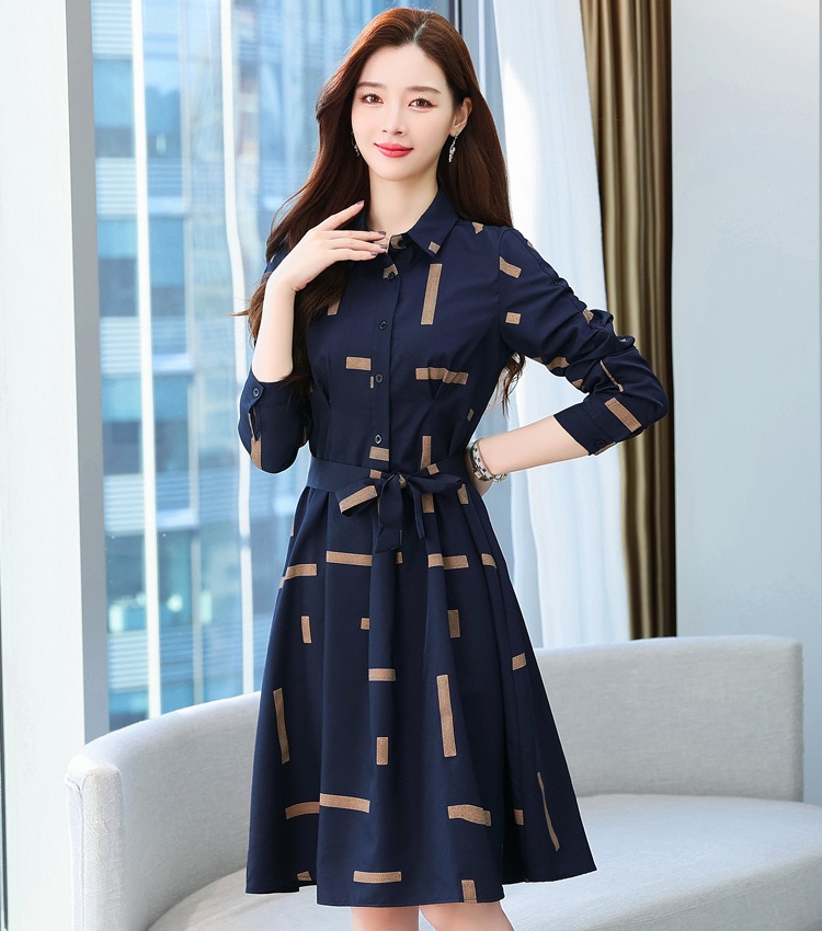 Long slim shirt autumn temperament dress for women